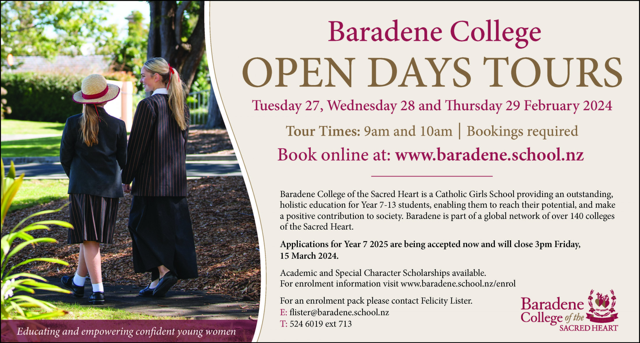 eTicket Event | Baradene College Open Day Tours 2024