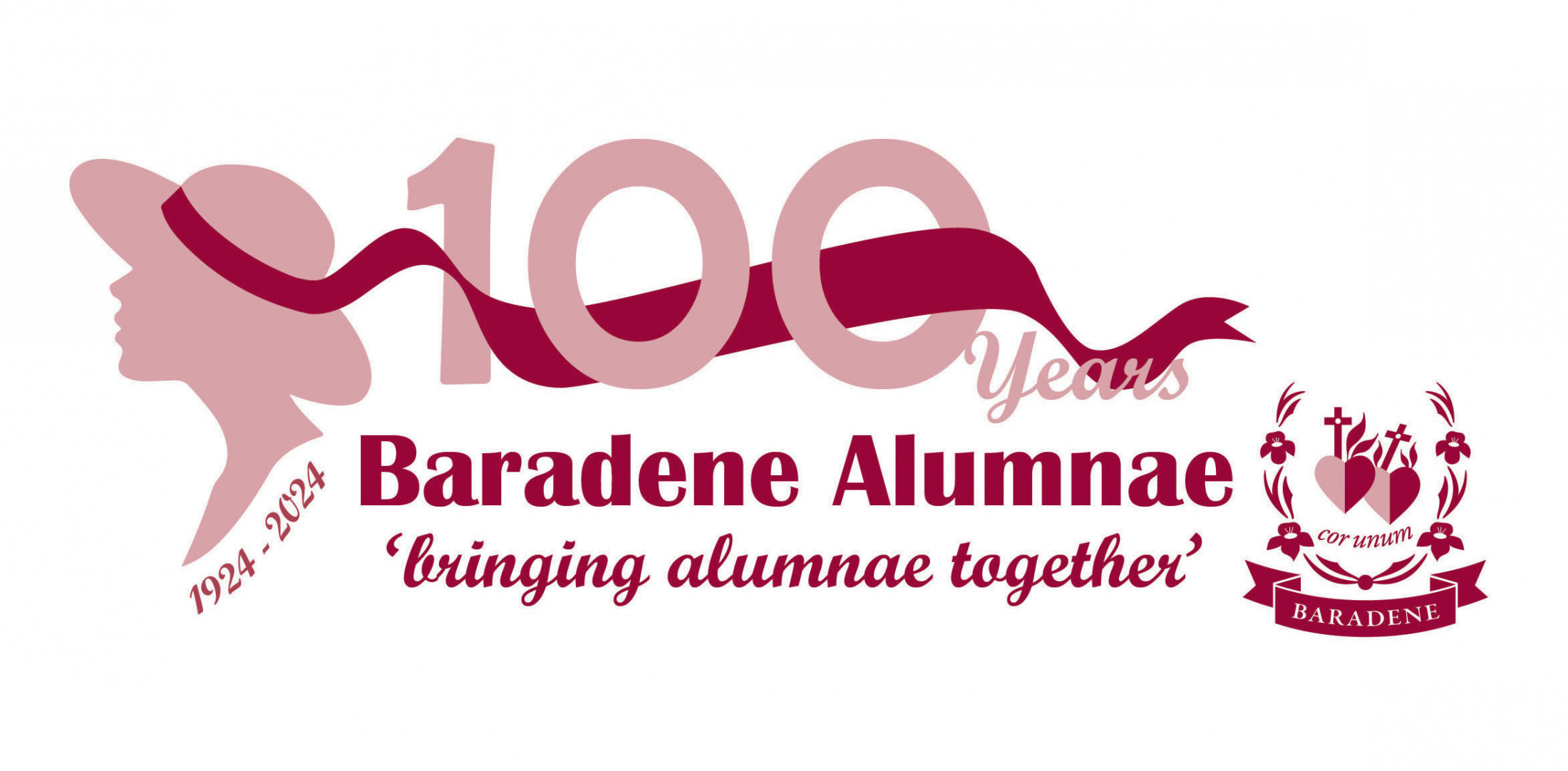 Alumnae Association 100 Year Logo Pink On White