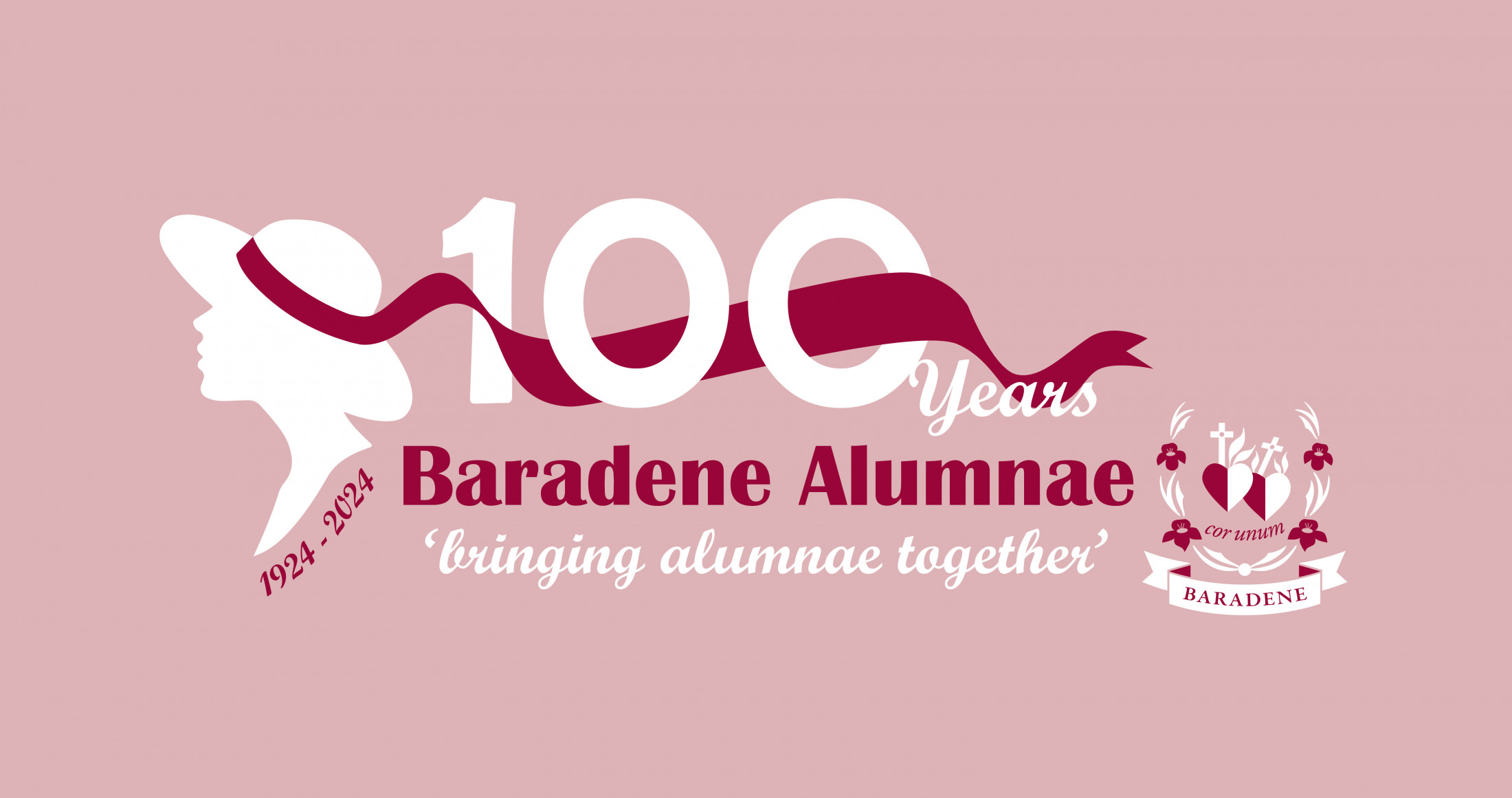 2024 03 13 Alumnae Association 100 Year Logo Pink