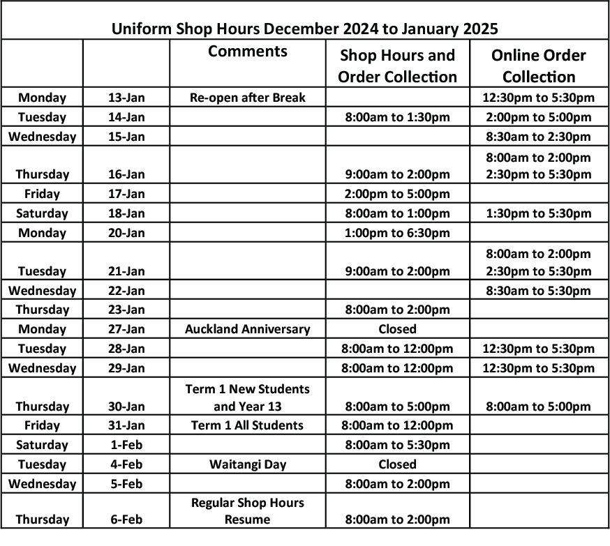 2025 January Holiday Hours Updated