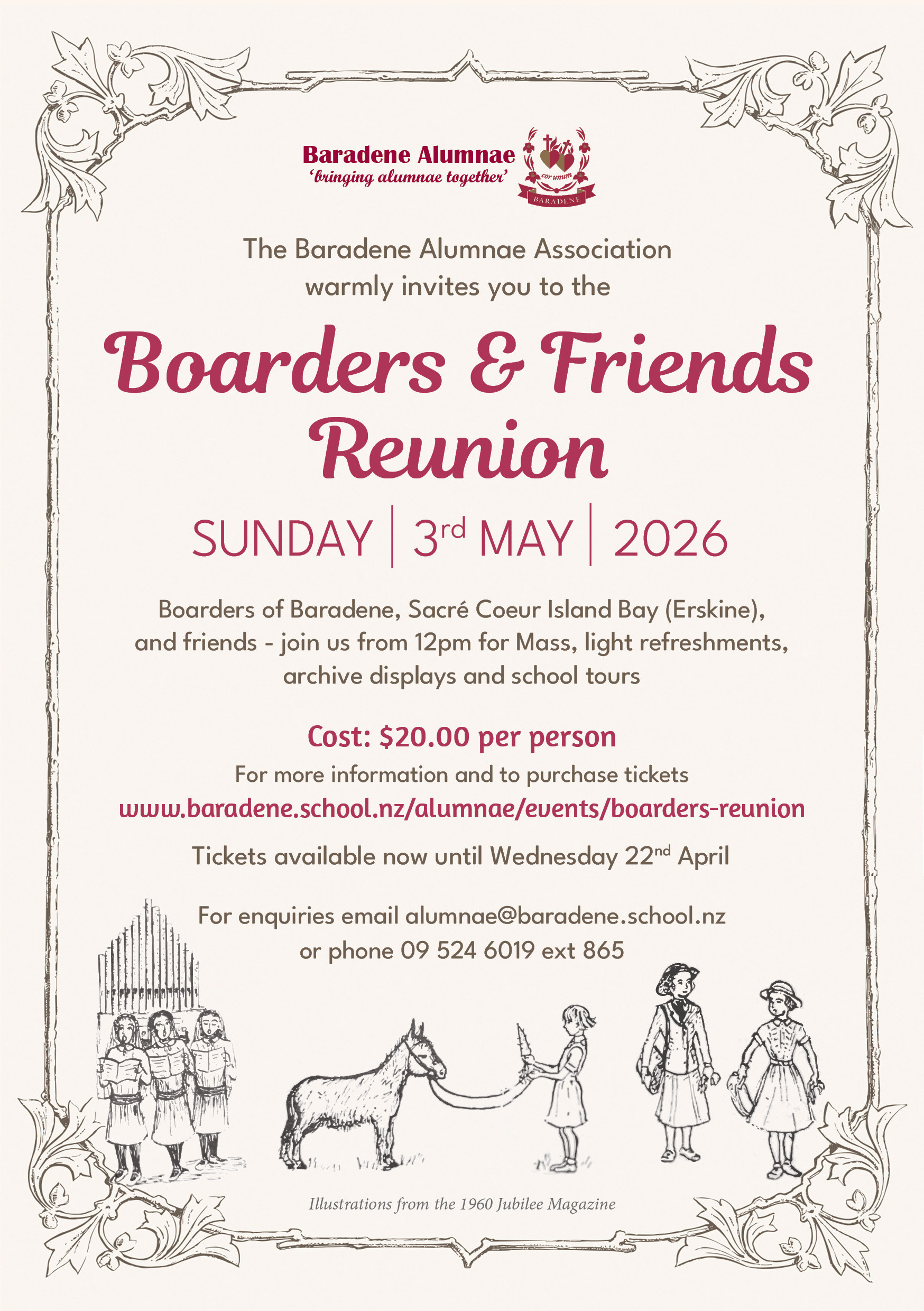 Baradene Alumnae Boarders & Friends Reunion Invitation 2026